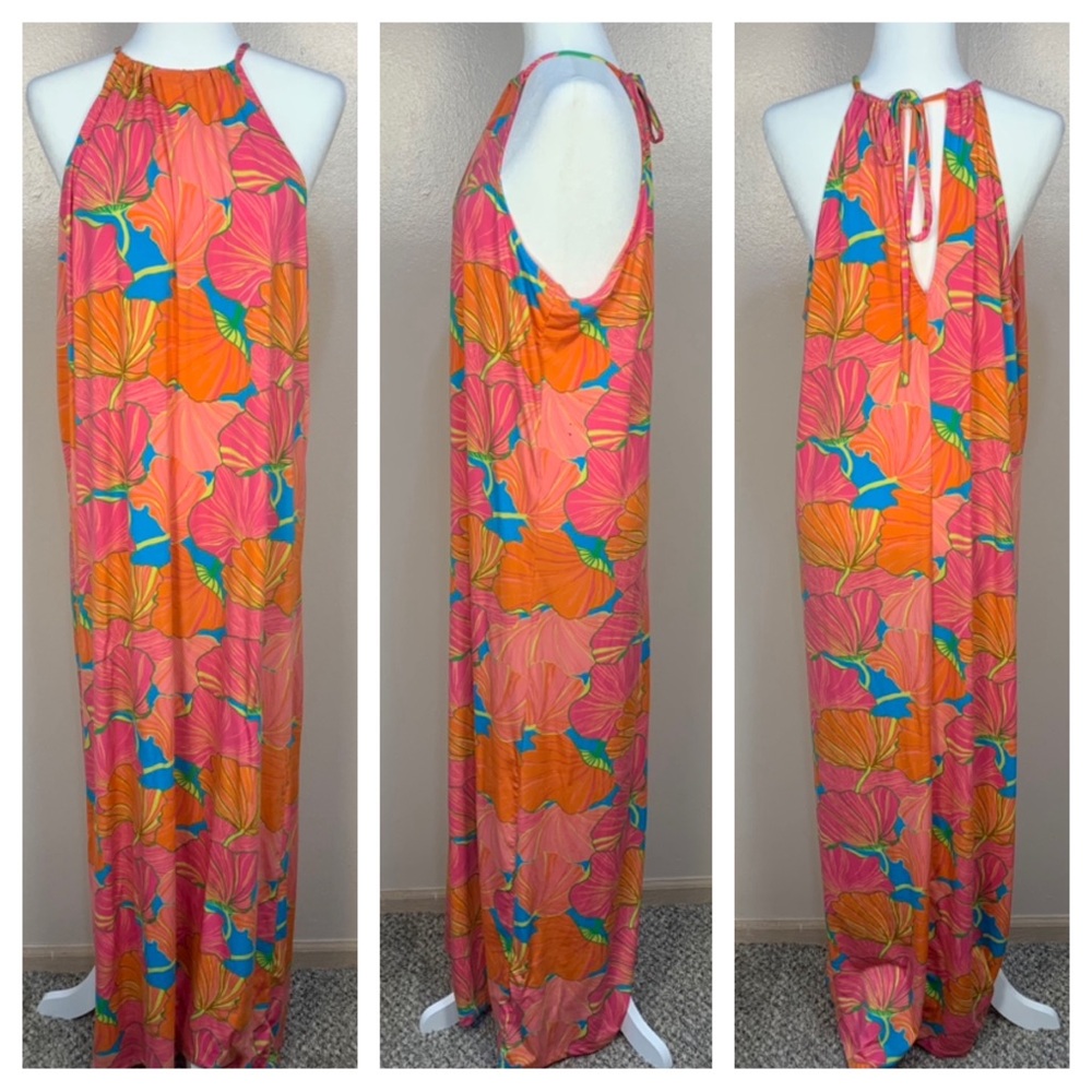 Trina Turk Milan Ginko Maxi Halter Tropical Floral Dress - Picture 2 of 12